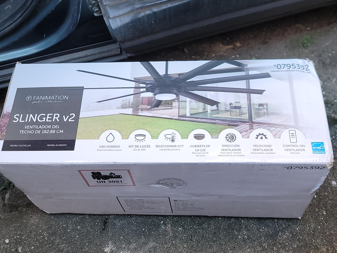 Fanimation Slinger v2 Ceiling Fan 72" Black