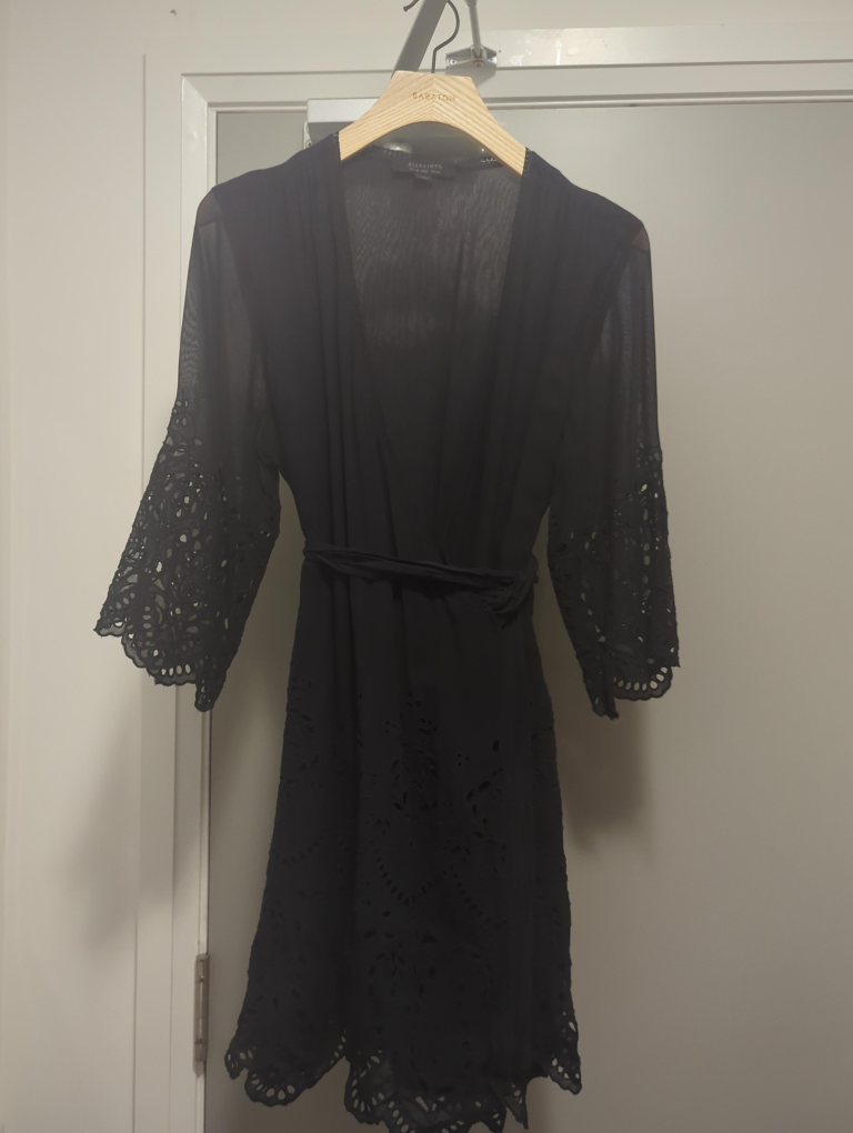 AllSaints Navy Viscose Wrap Dress - UK 10 / US 6