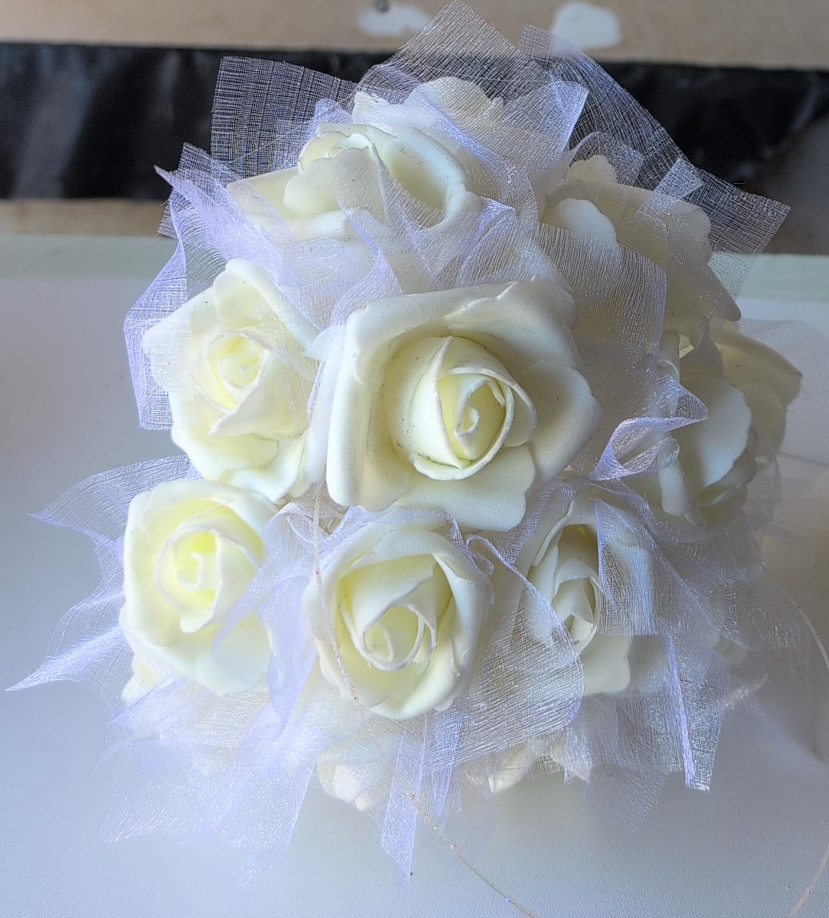 White Artificial Rose Bouquet thumbnail