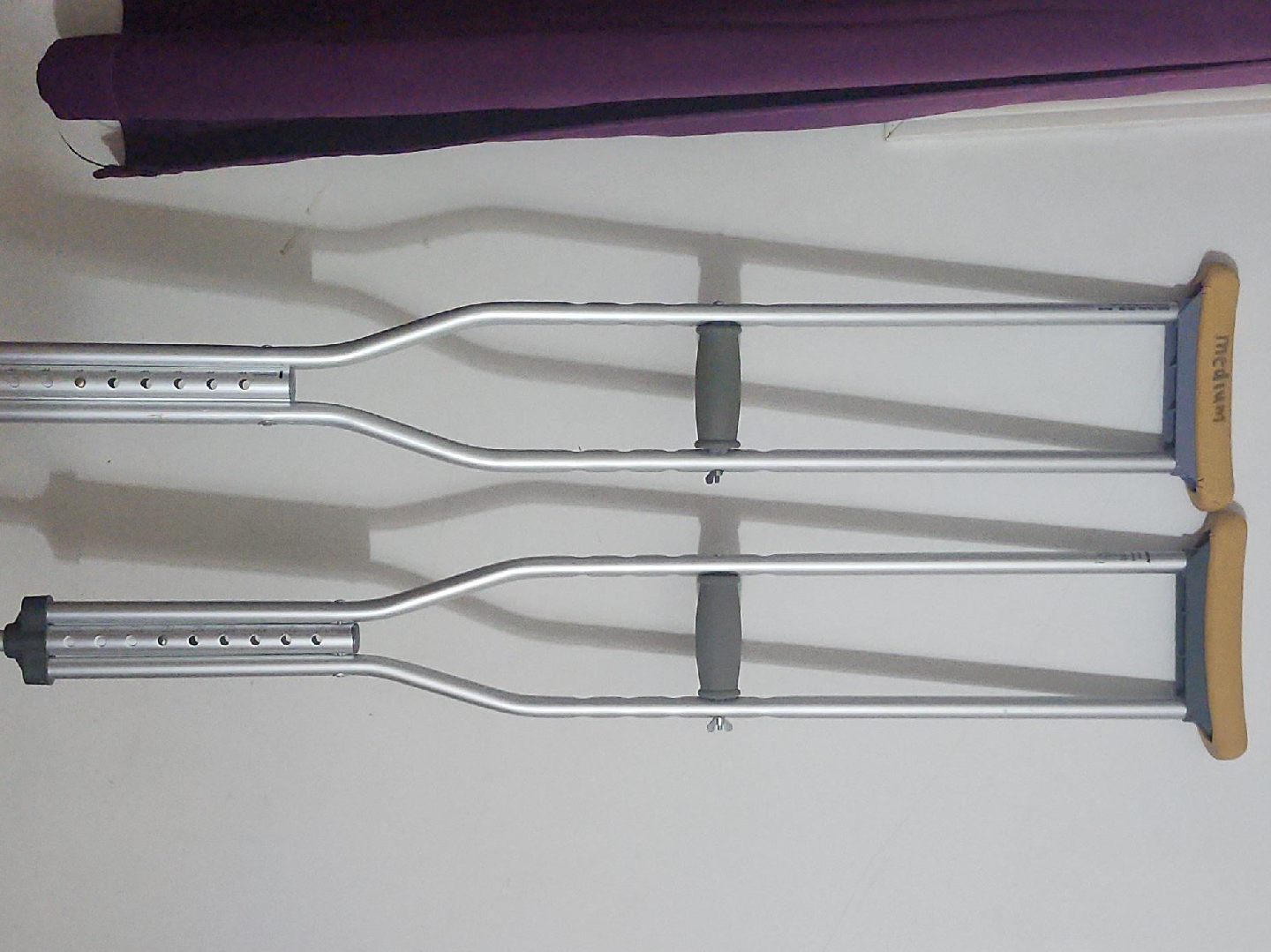 Adjustable Aluminum Crutches - Medium Size