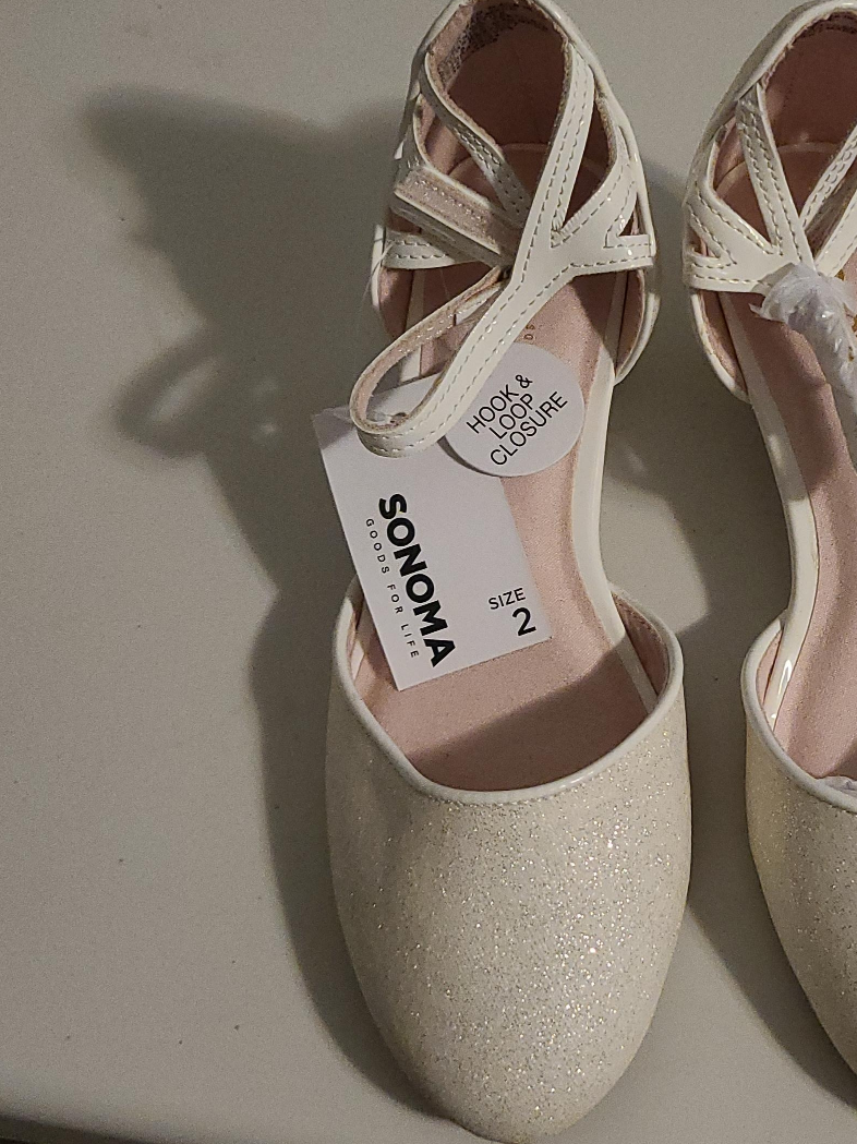Sonoma Girls' White Glitter Sandals - Size 2 (New) thumbnail