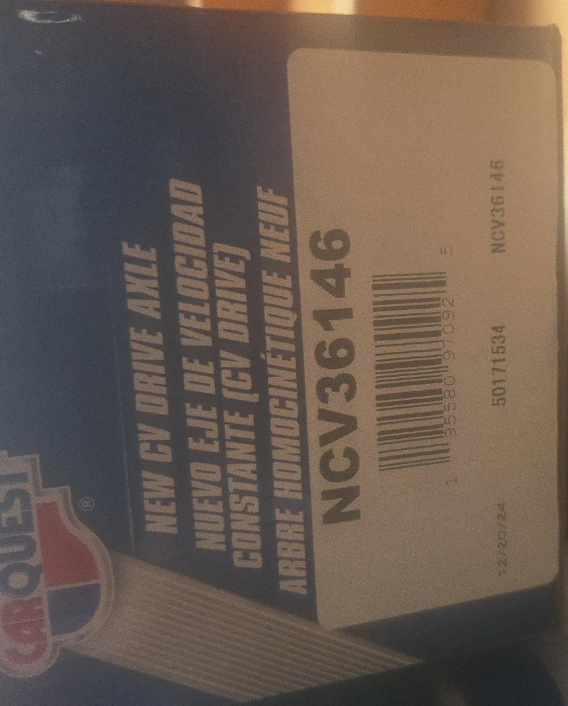 Carquest NCV36146 New CV Drive Axle