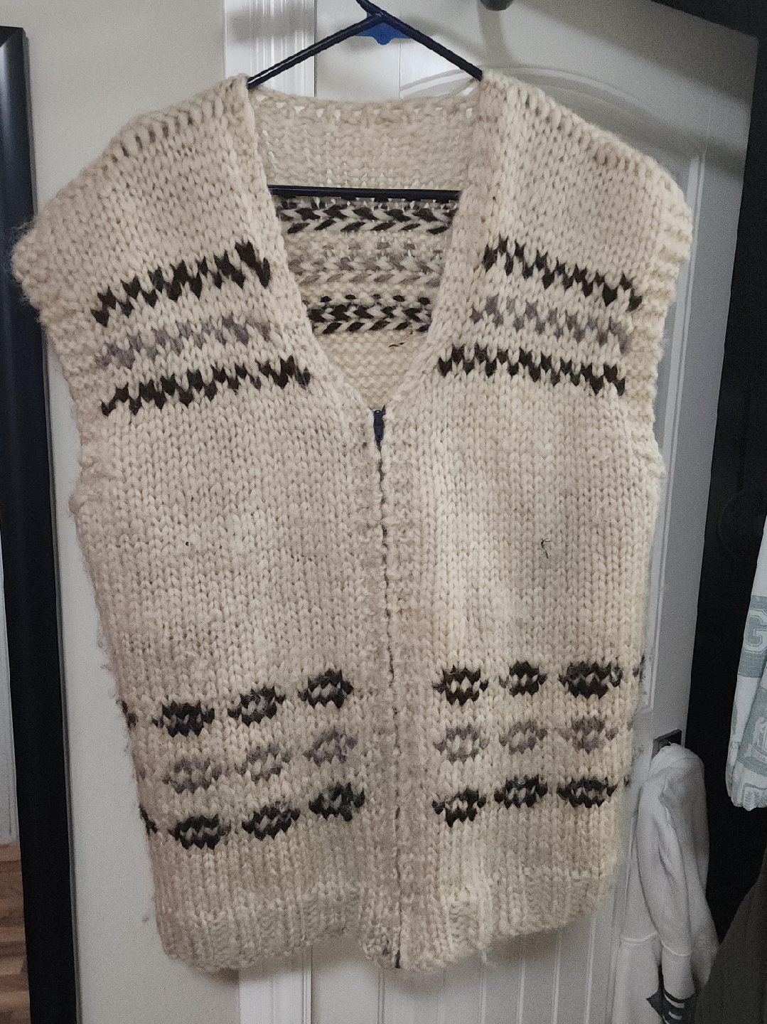 Hand-Knitted Wool Vest with Zipper