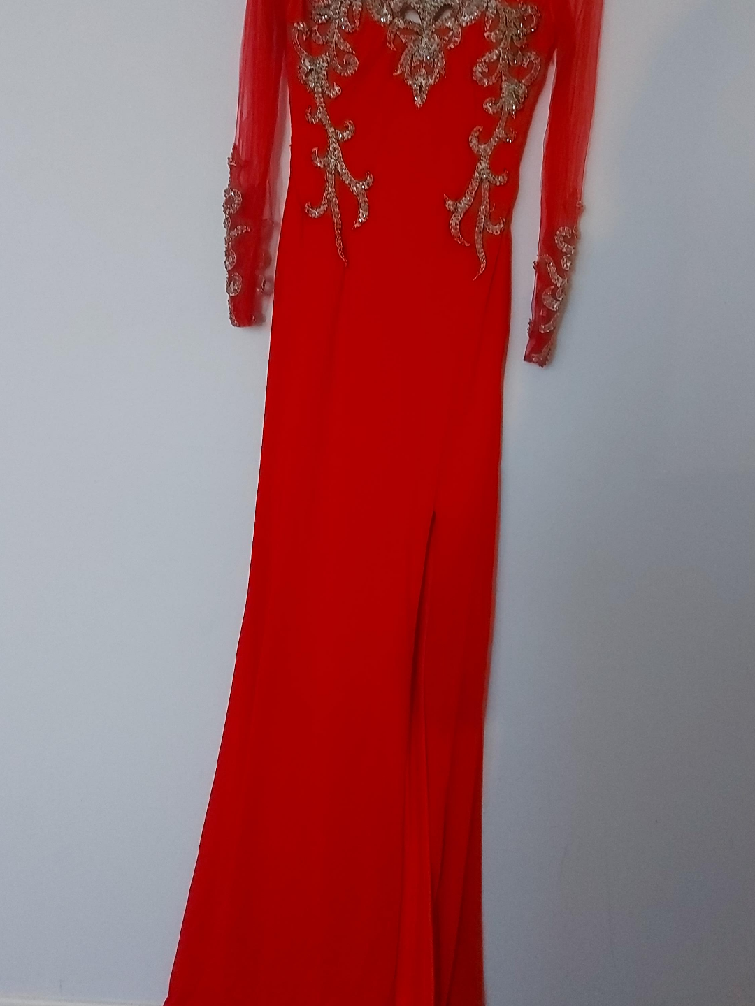 Red Long Sleeve Formal Dress thumbnail