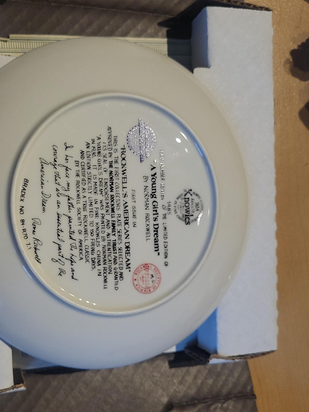 Rockwell's American Dream Collector Plate Knowles 1985 image indicator(1)