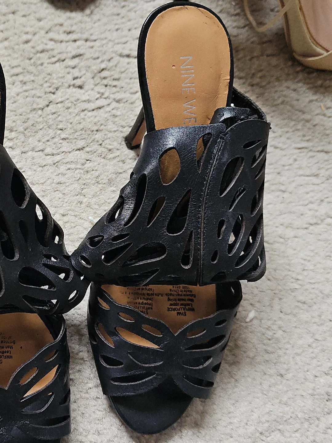 Nine West Black Leather Heels