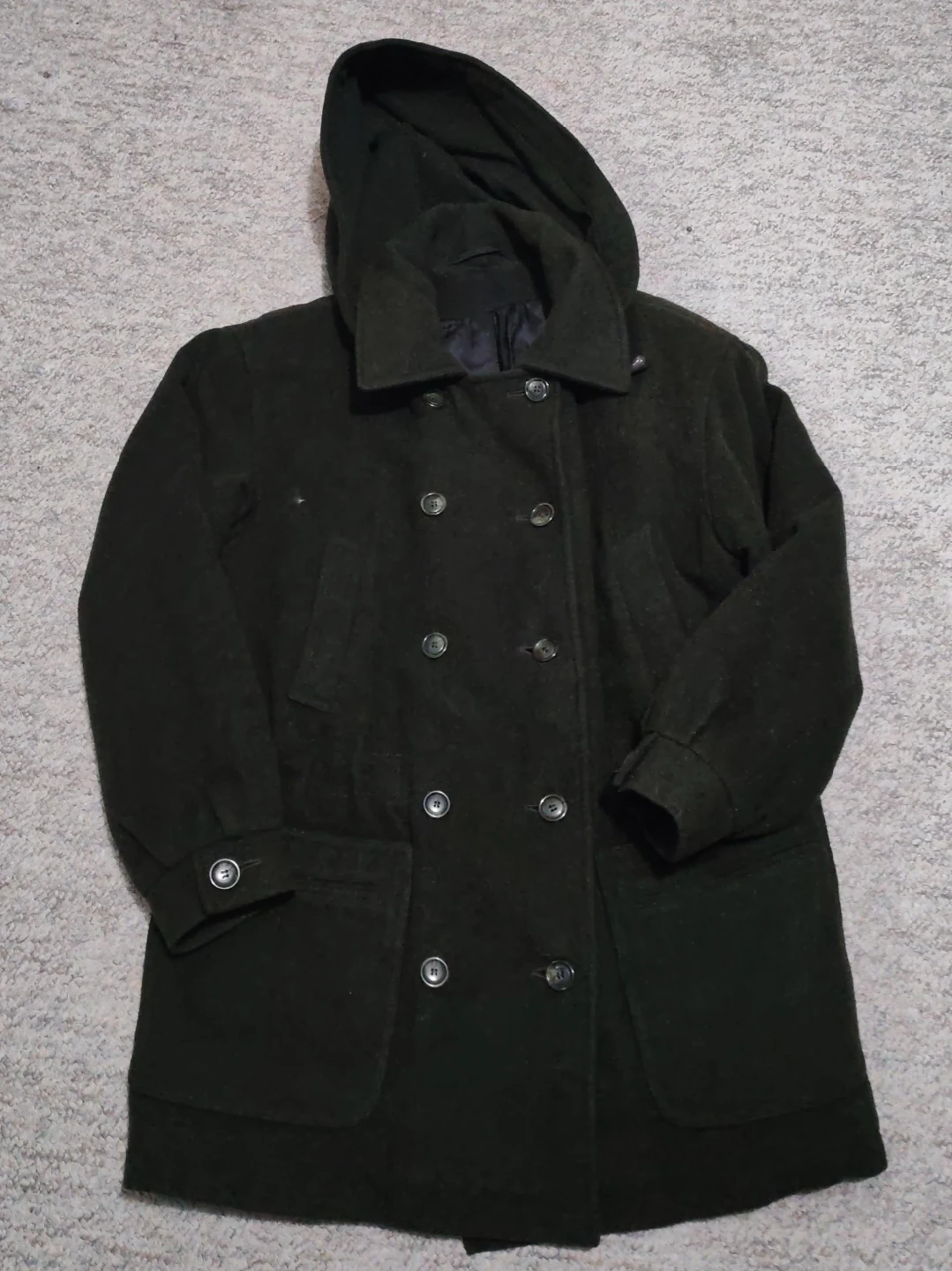 Green Wool Blend Hooded Coat thumbnail