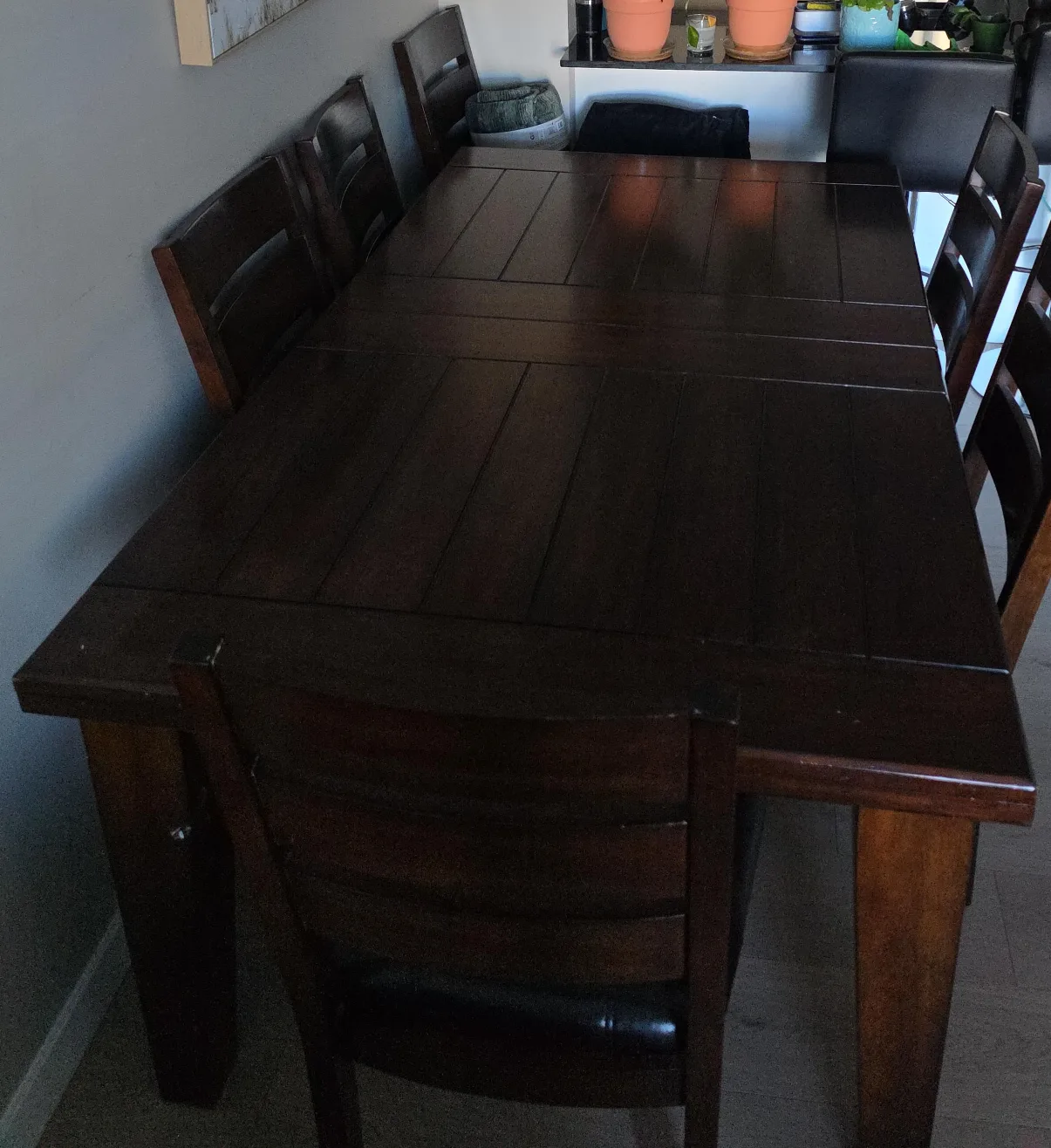 Dining Table with 6 Chairs - Dark Wood