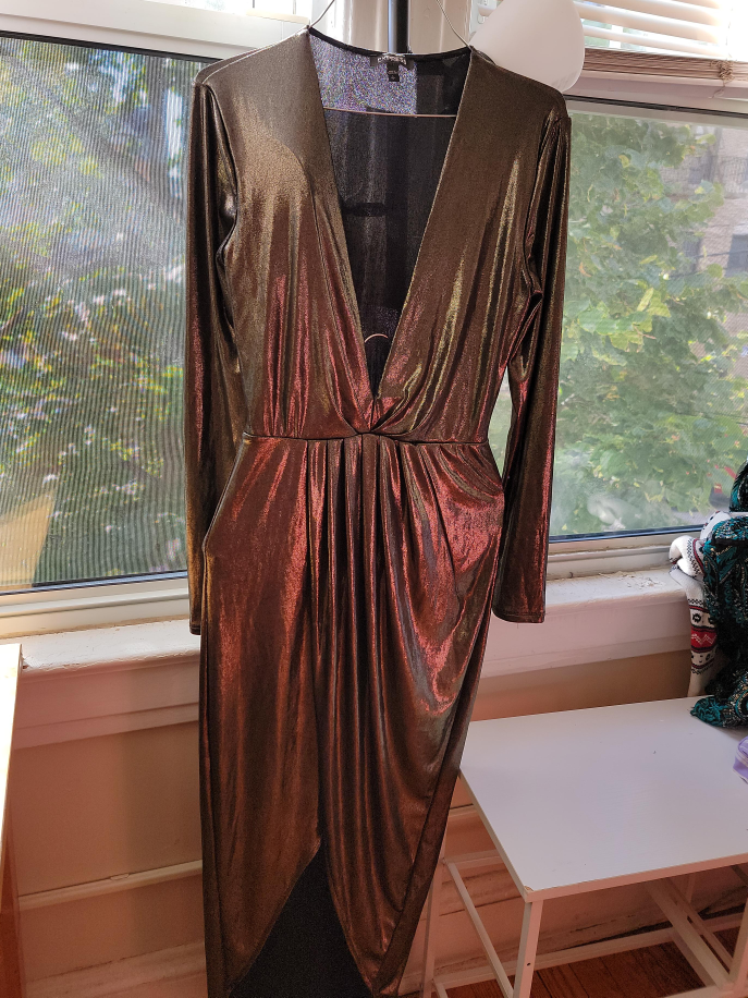 Express Bronze Metallic Dress thumbnail
