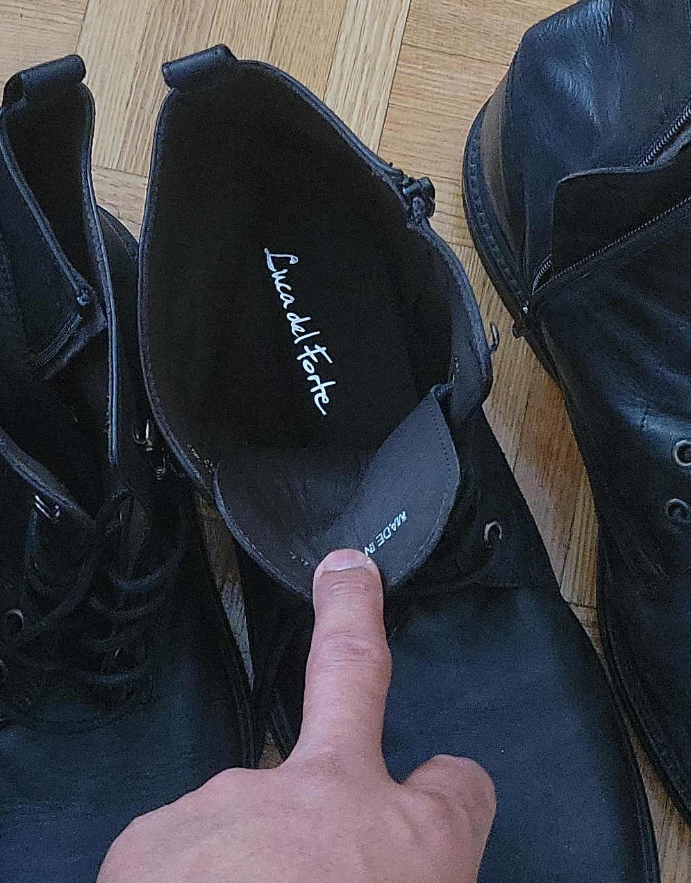 2 pairs of Luca del Forte Black Leather Boots thumbnail
