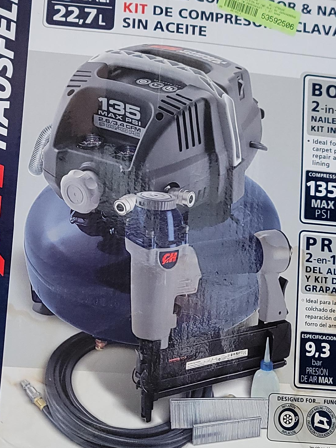 Hausfelf 22.7L Air Compressor & Nailer Kit thumbnail