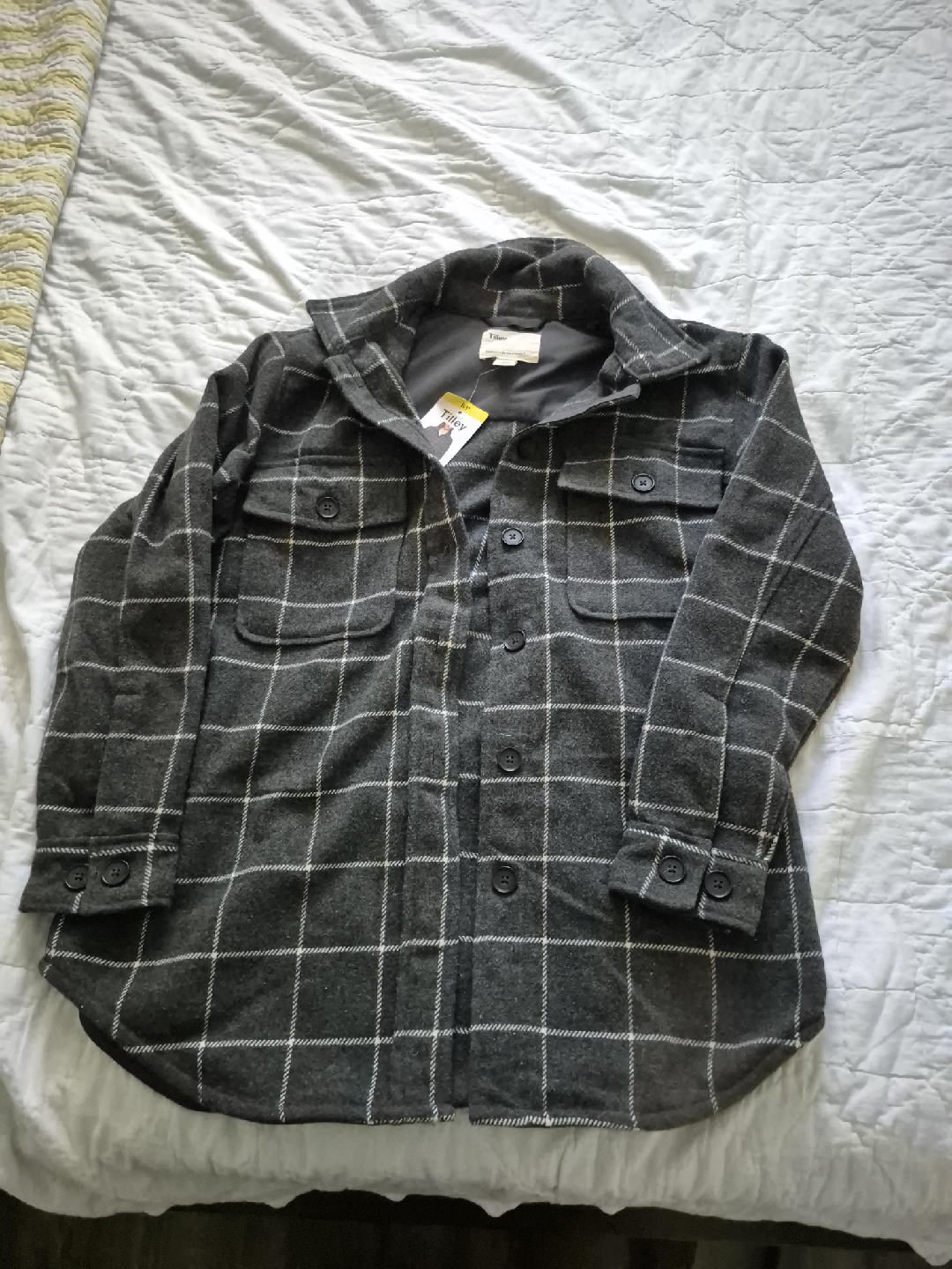 Tilley Grey Plaid Shacket - Size L thumbnail