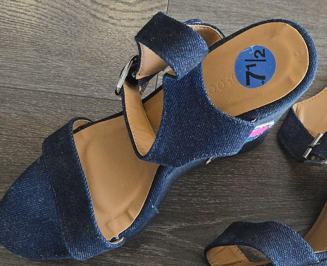 Denim Wedge Sandals - Size 7.5 thumbnail