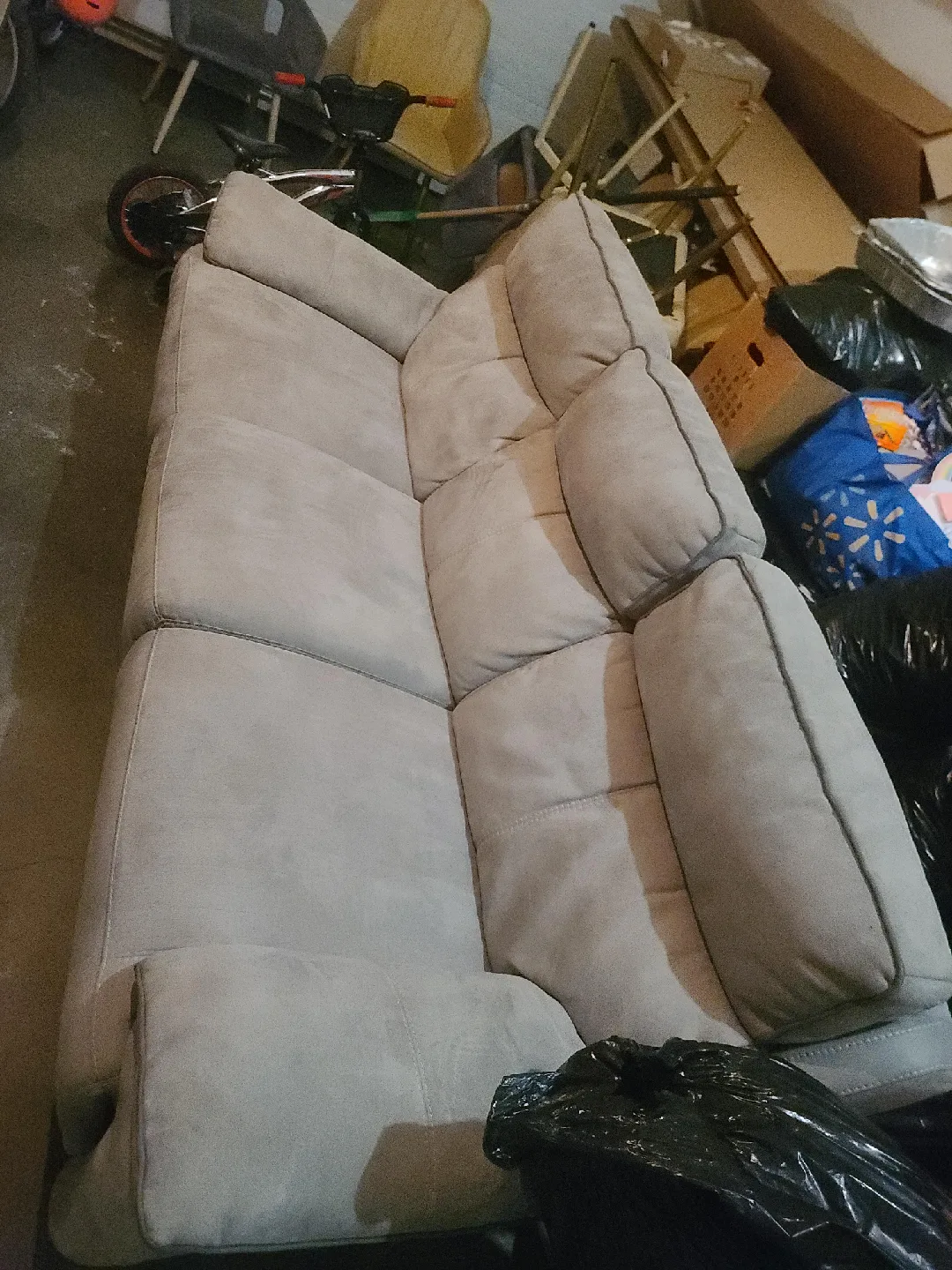 Grey Faux-Suede Electric Sectional Sofa