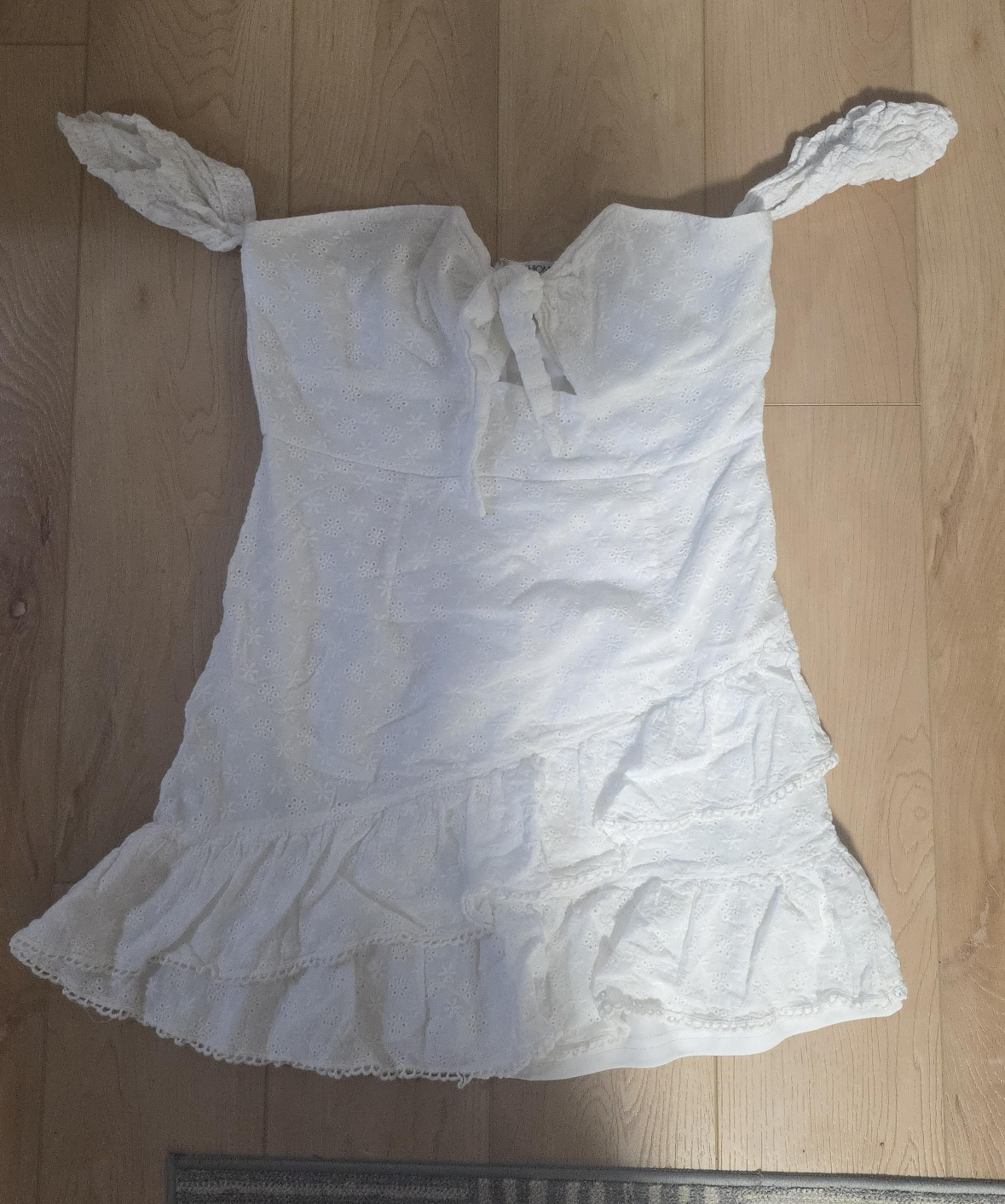 Fashion Nova White Eyelet Mini Dress - Size Large - photo 2