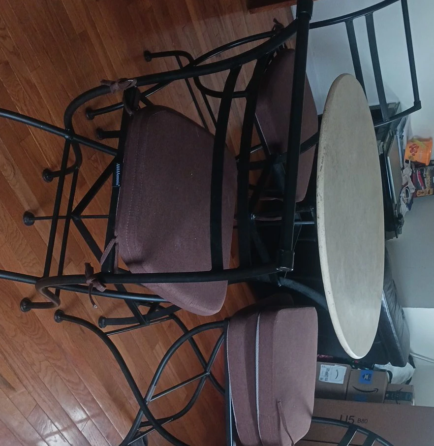 Dining Table with 3 Chairs - Brown Cushions thumbnail