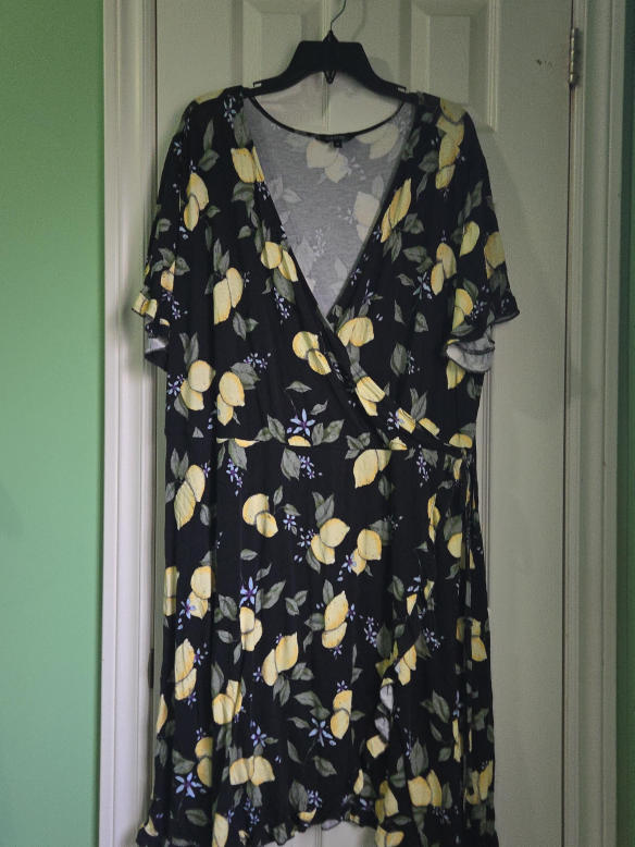 Black Lemon Print Wrap Dress thumbnail