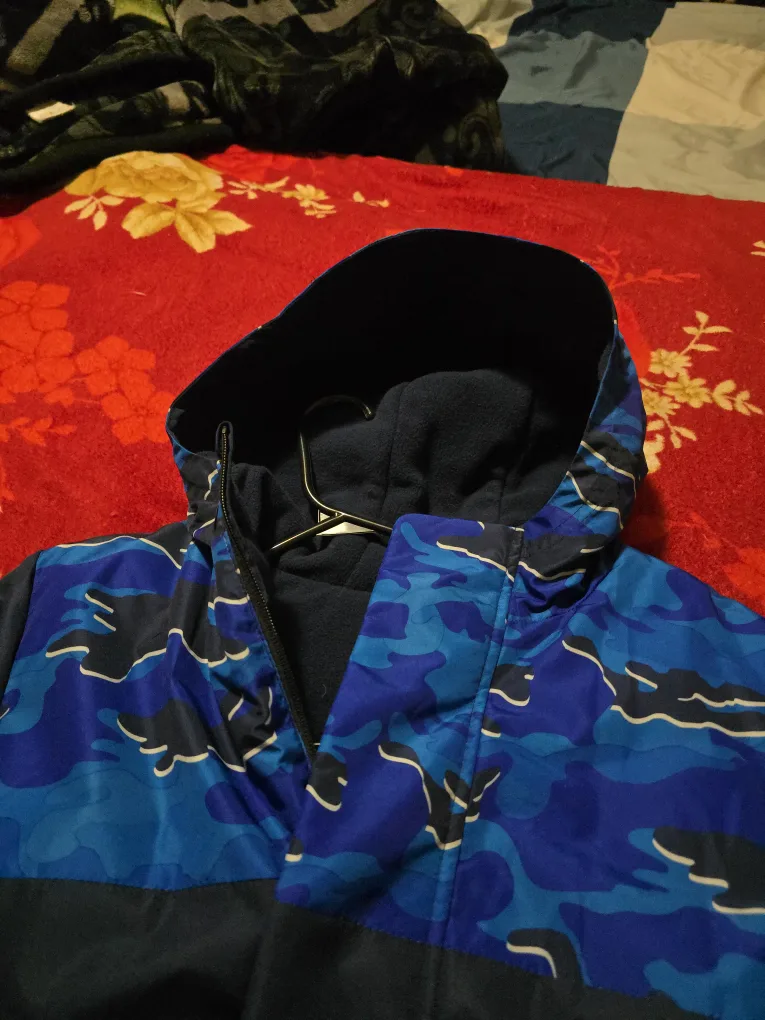 Blue Camo Hooded  snowJacket