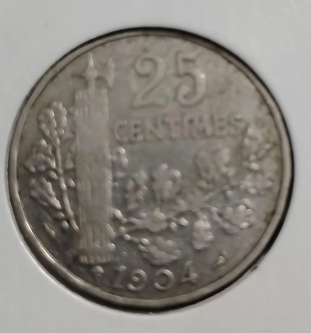 1904 France 25 Centimes Coin thumbnail