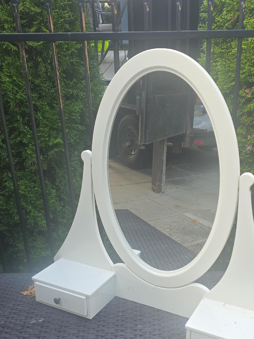 White Vanity Mirror with Drawers