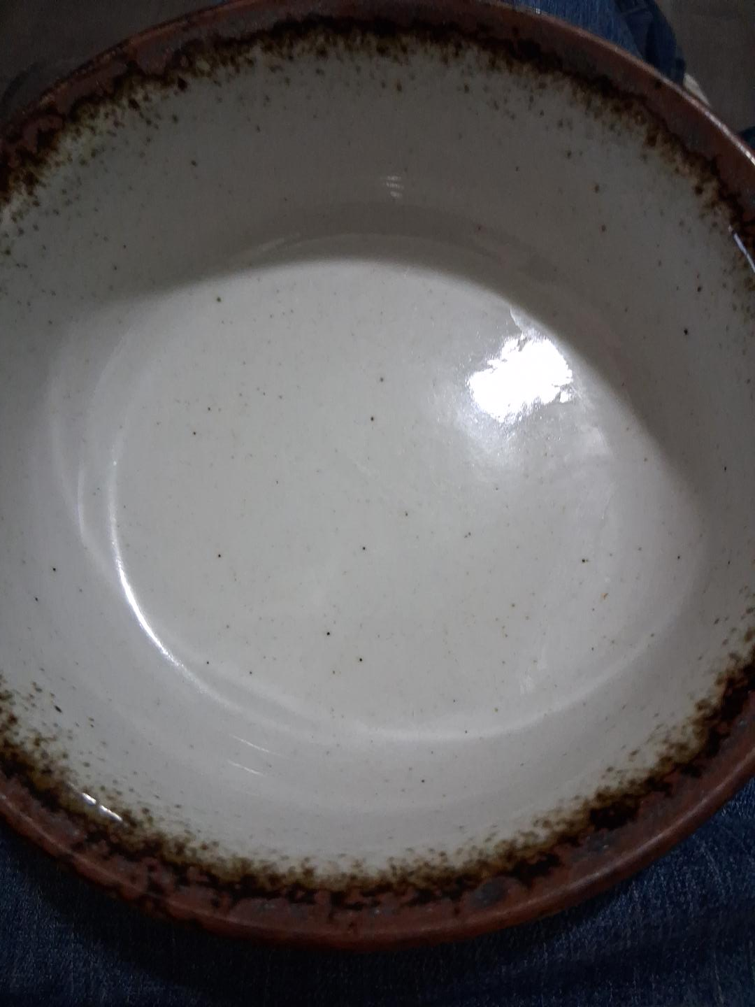 Ceramic Bowl with Brown Rim thumbnail