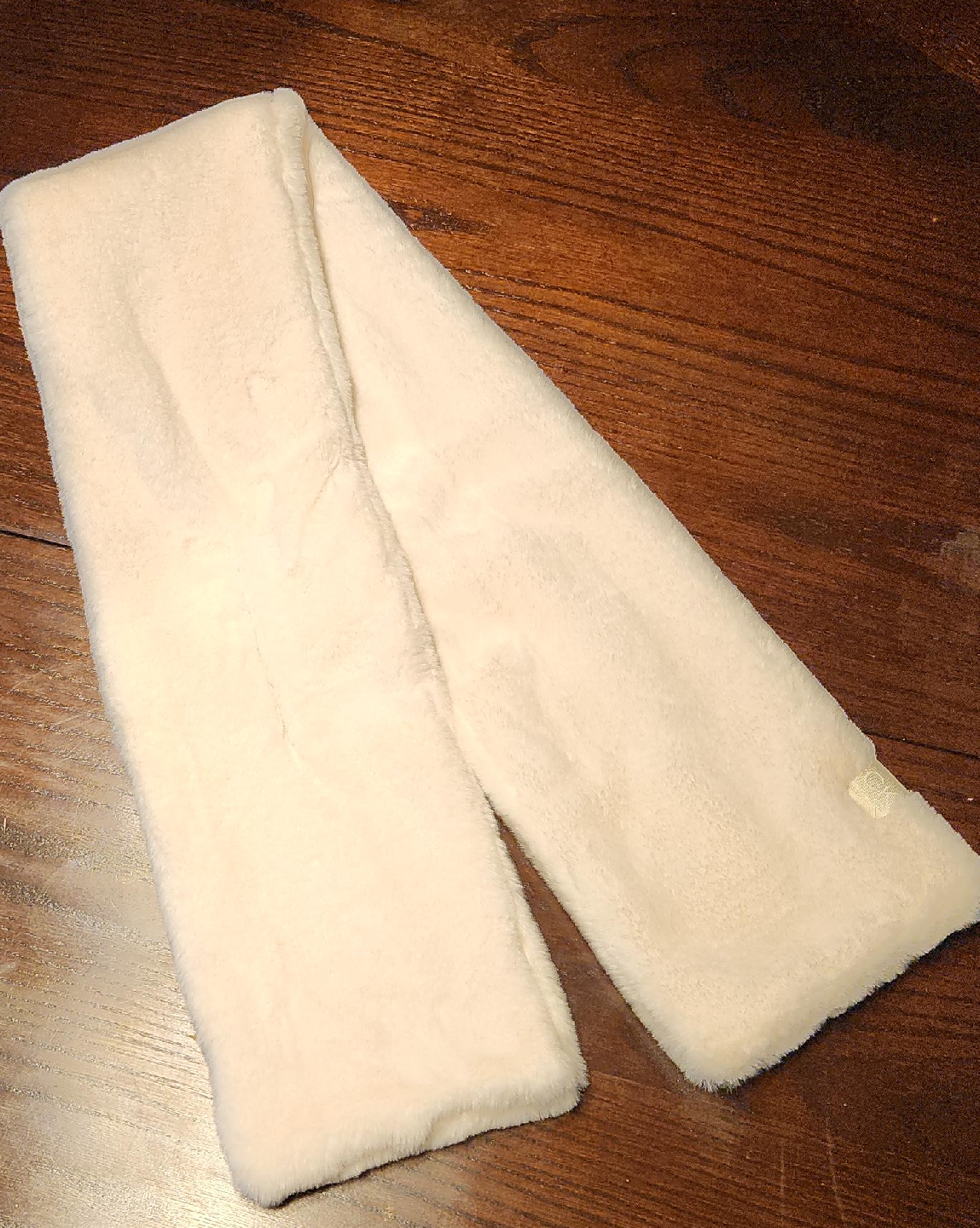 Calvin Klein Cream Faux Fur Scarf