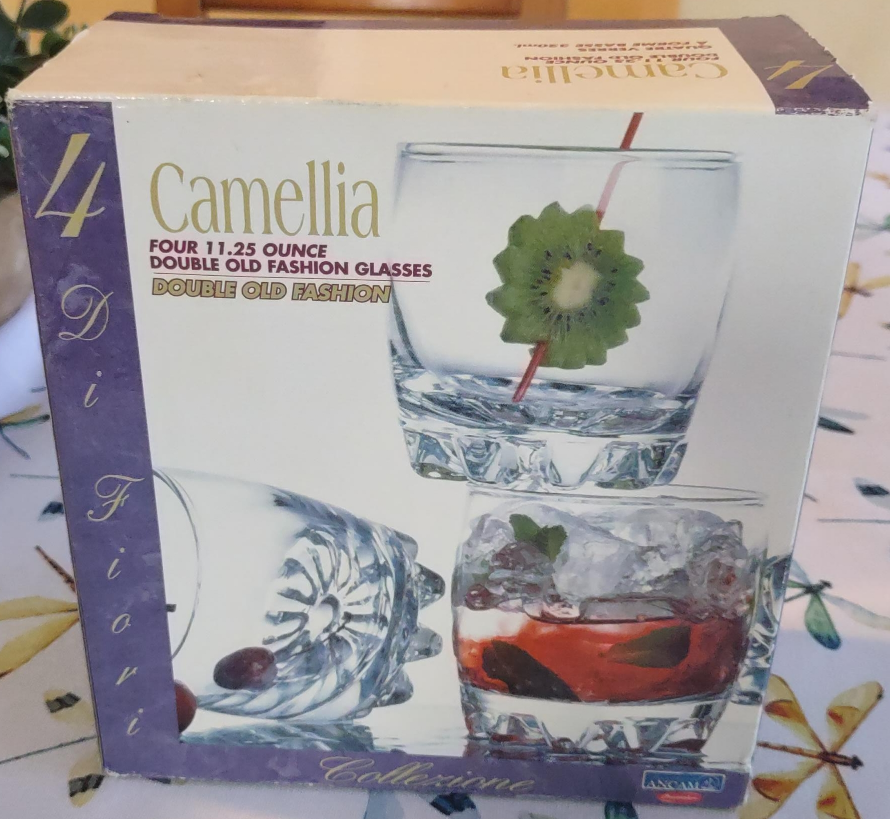 Camellia Double Old Fashion Glasses, Set of 4