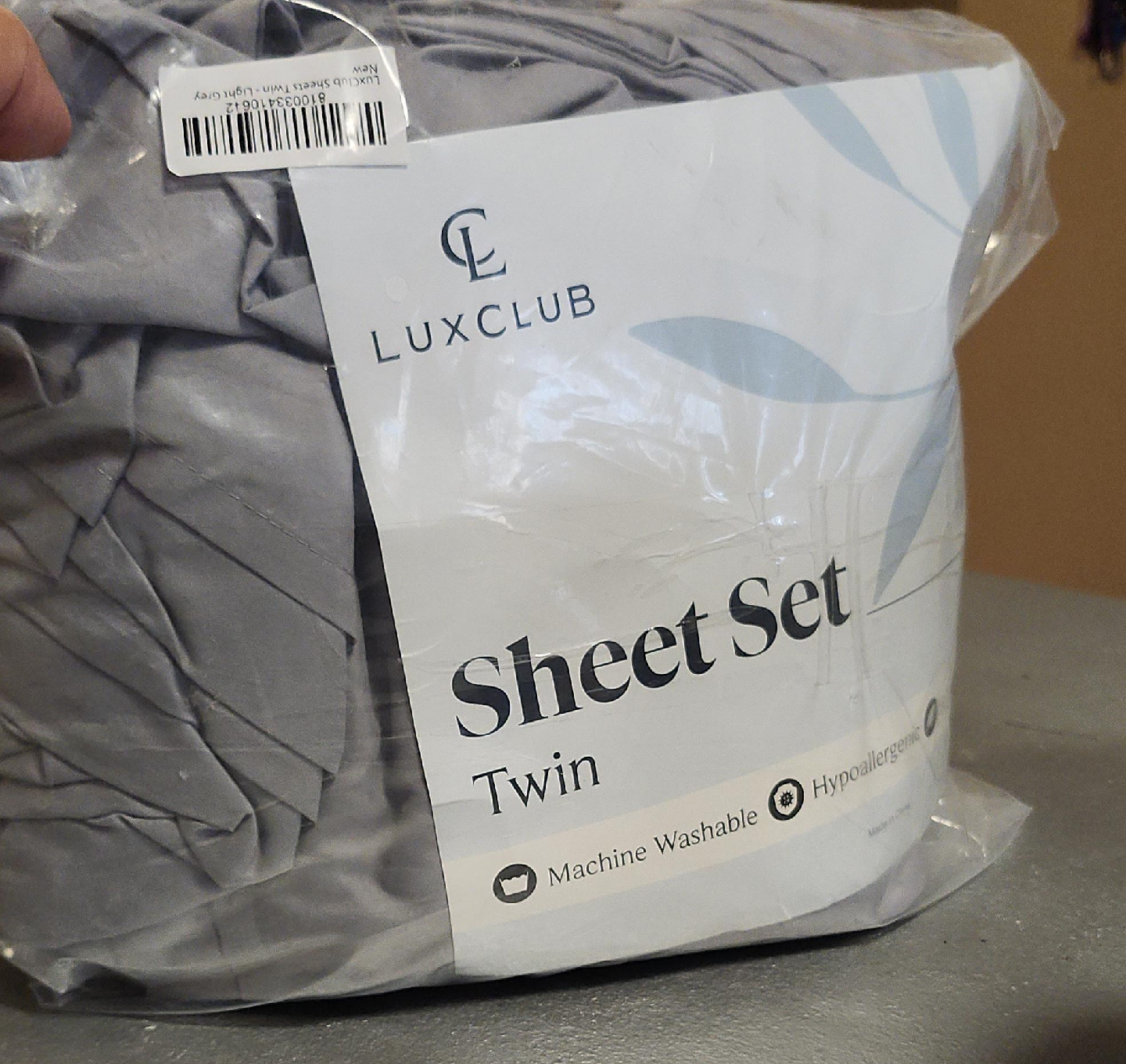 New LuxClub Twin Sheet Set - Light Grey thumbnail