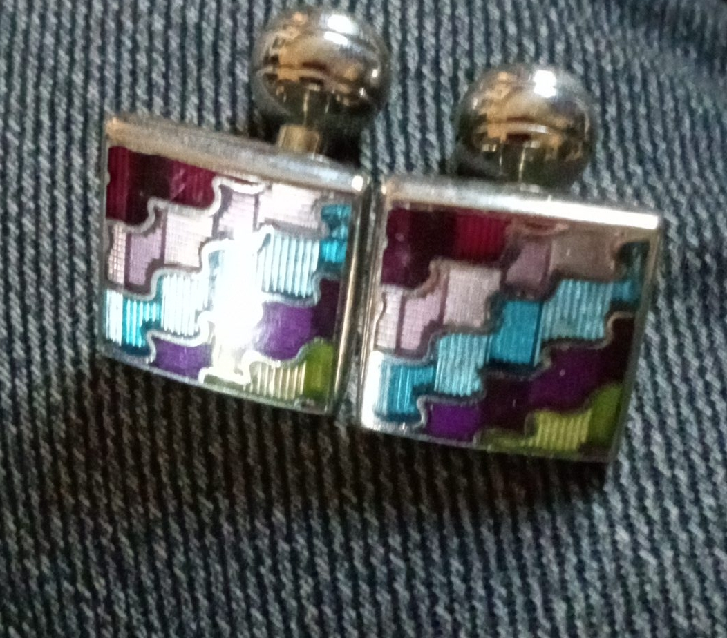 Vintage Cufflinks - Multi-Colour Pattern image indicator(1)