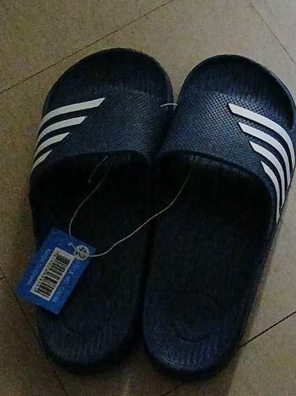 Adidas Blue & White Slides - Size 42 thumbnail