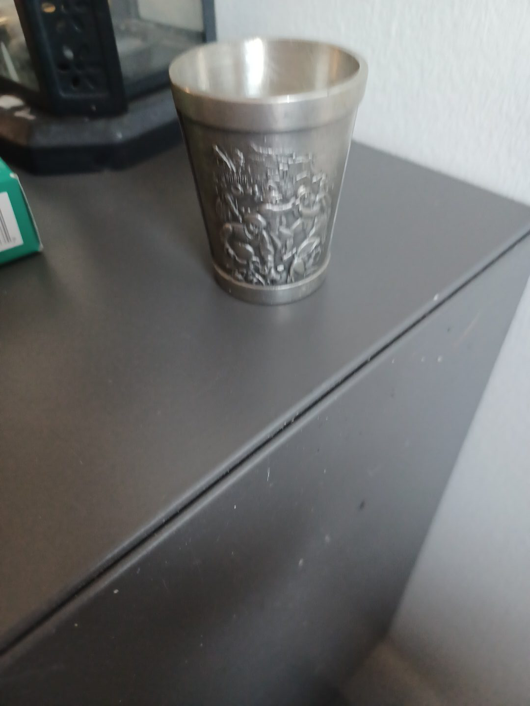 Pewter Shot Glass with Engraved Design thumbnail