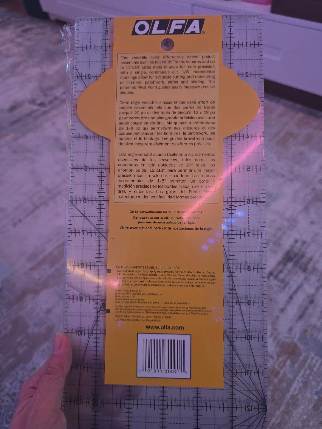 OLFA 12"x18" Frosted Advantage Acrylic Ruler