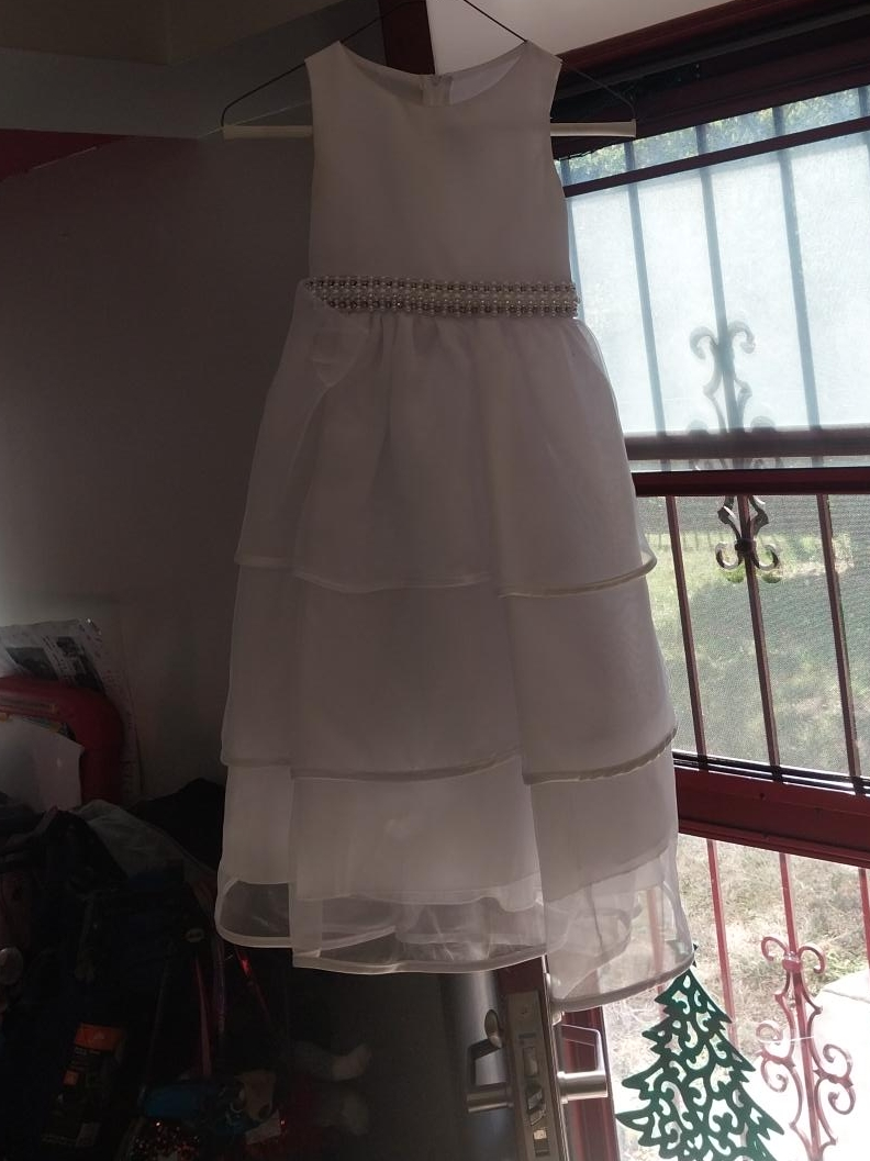 White Dress with Pearl Belt