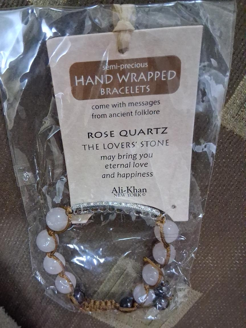 Ali-Khan Rose Quartz Hand Wrapped Bracelet thumbnail