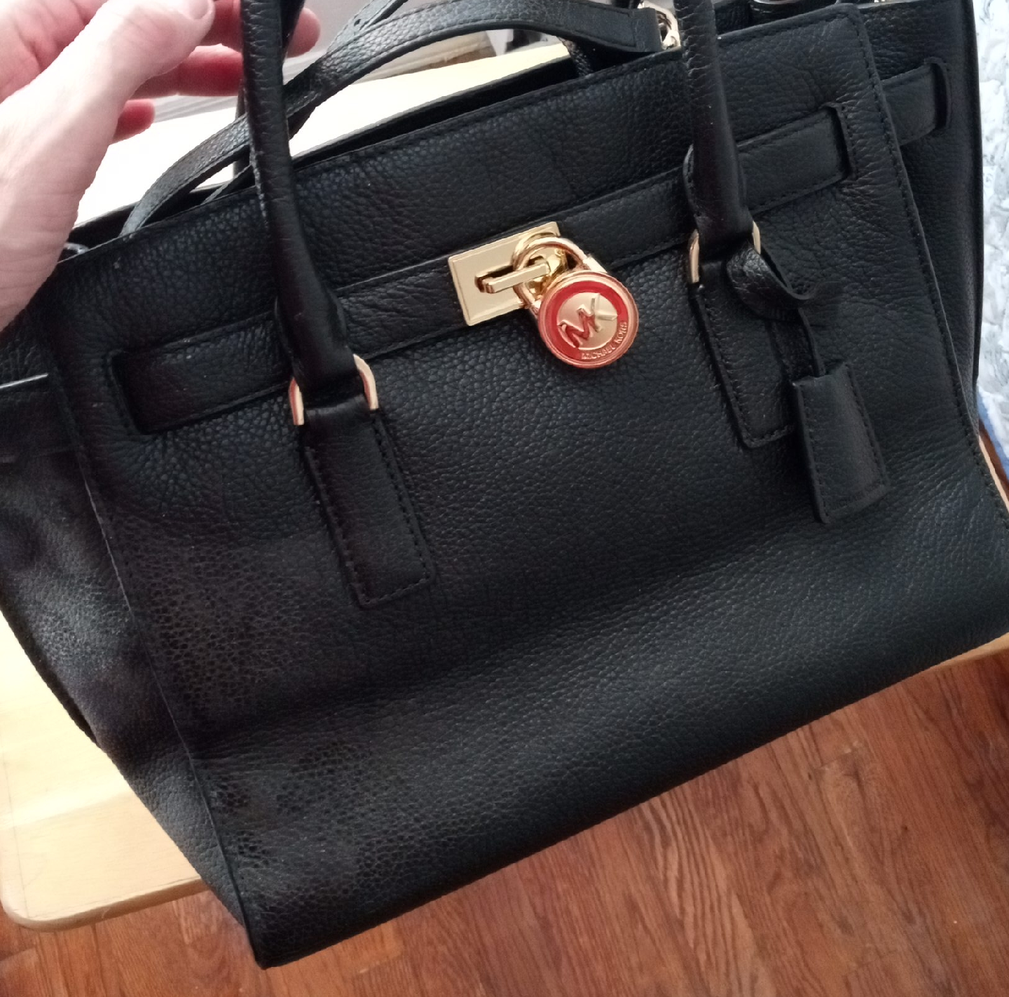 Michael Kors Black Hamilton Leather Tote Bag