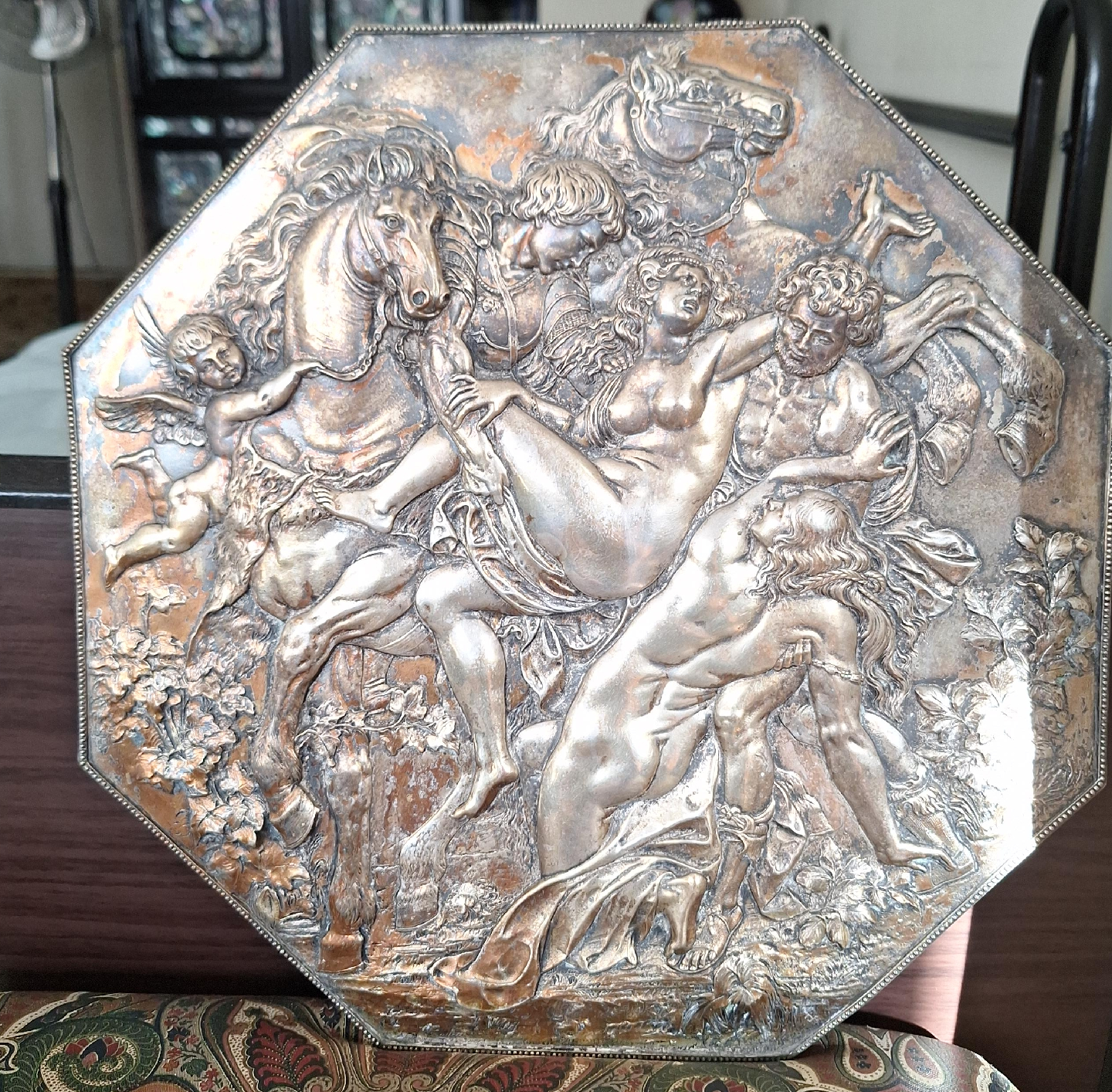 Antique Silver Plated Octagon Tray image indicator(1)