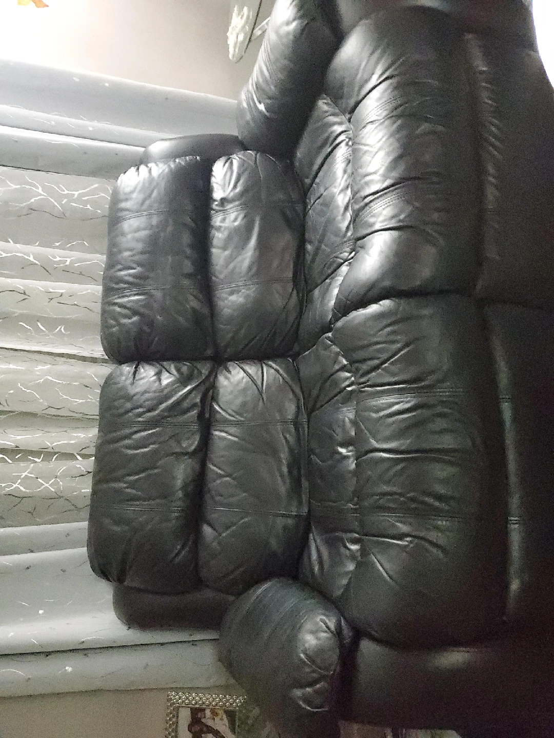 Black Leather Reclining Sofa Set
