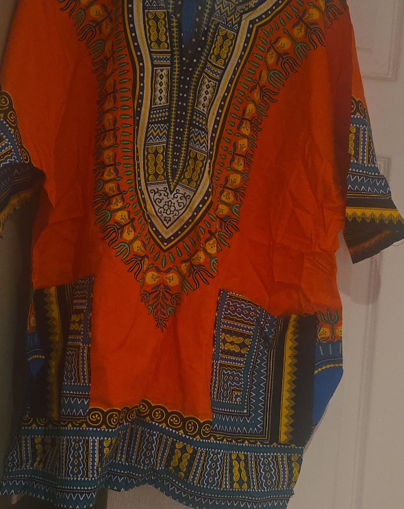 Dashiki Shirt - Orange Patterned Top thumbnail