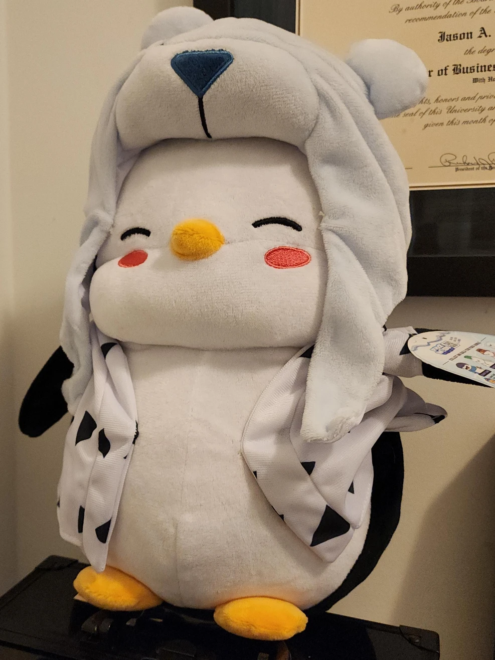 Plush Penguin with Bear Hat