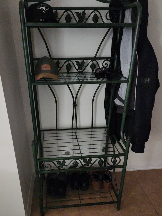Green Metal Plant Stand with Glass Shelves thumbnail