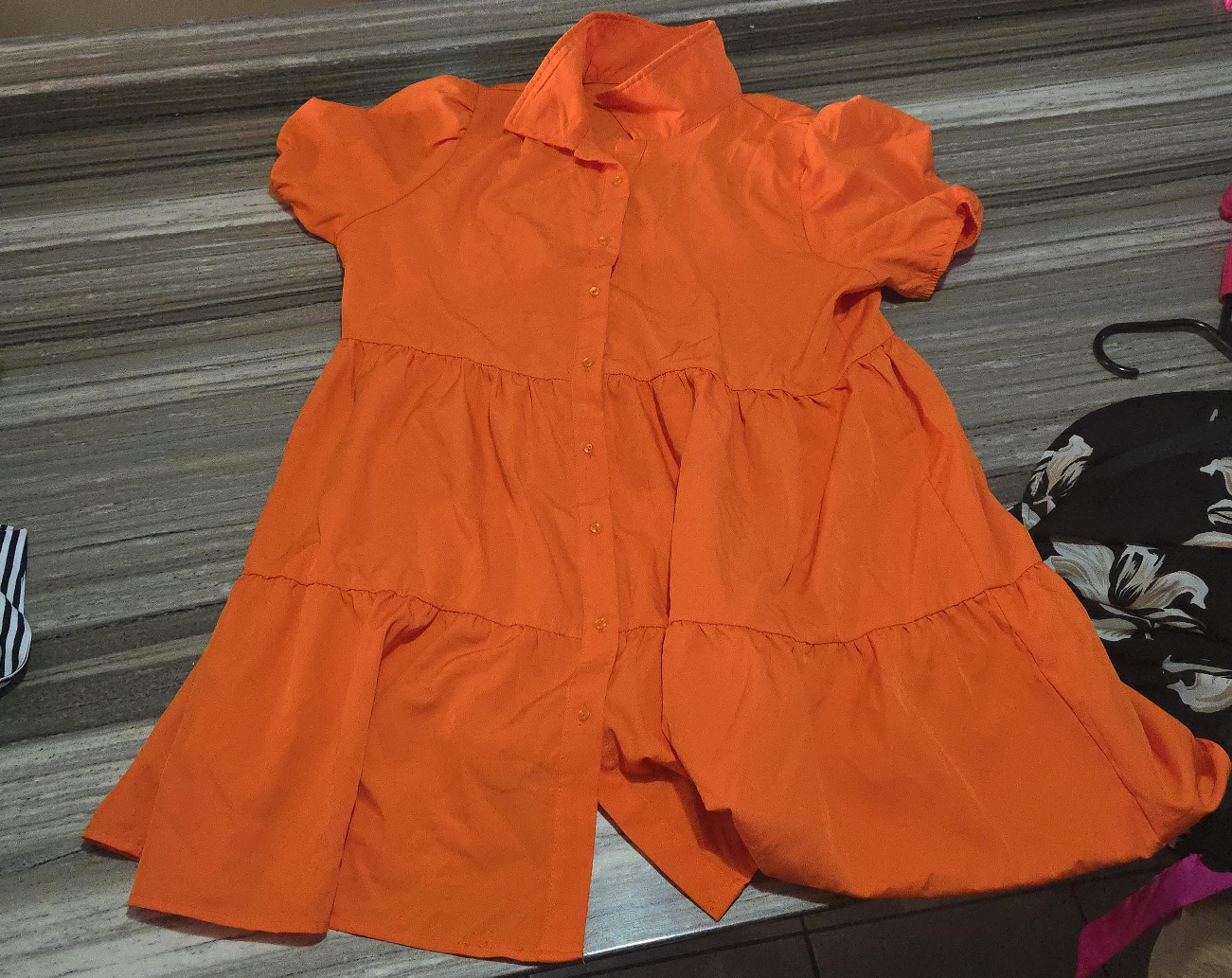 Orange Tiered Babydoll Dress thumbnail