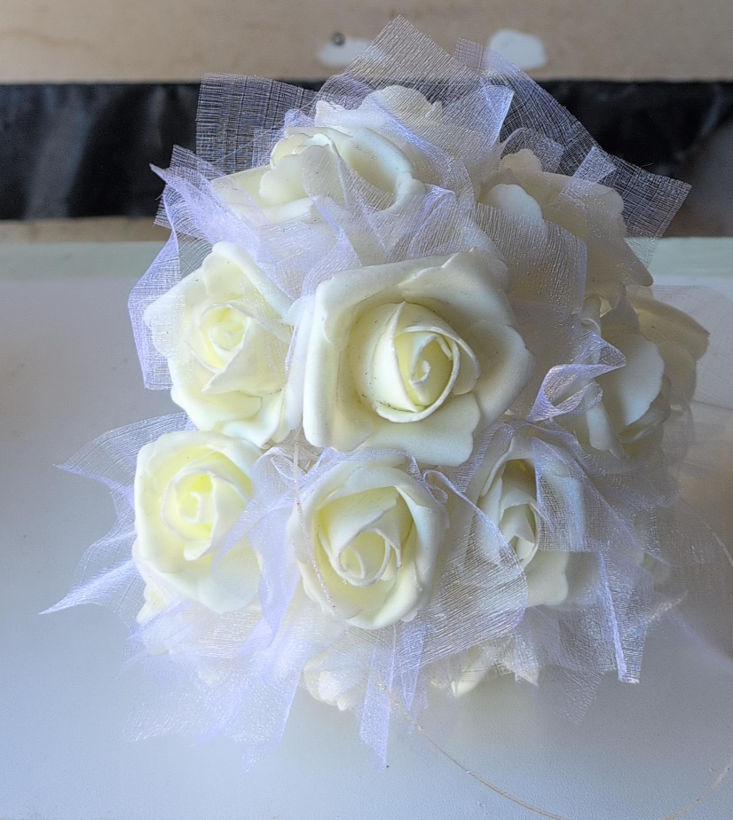 White Rose Bouquet with Tulle 16 pieces for $15