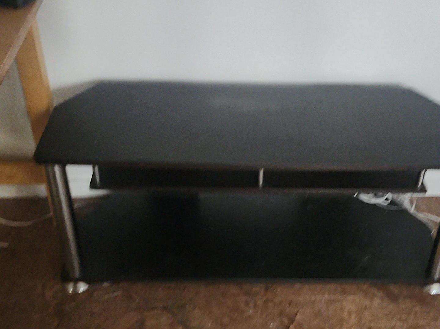 Black TV Stand with Shelf thumbnail