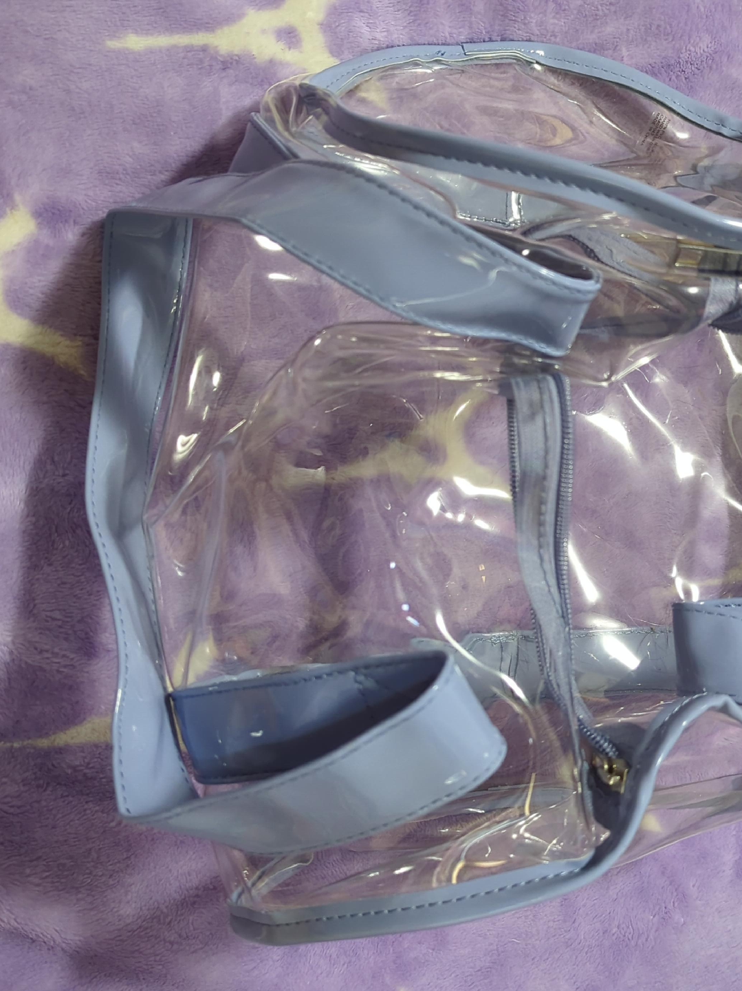 Clear Tote Bag with Blue Trim thumbnail