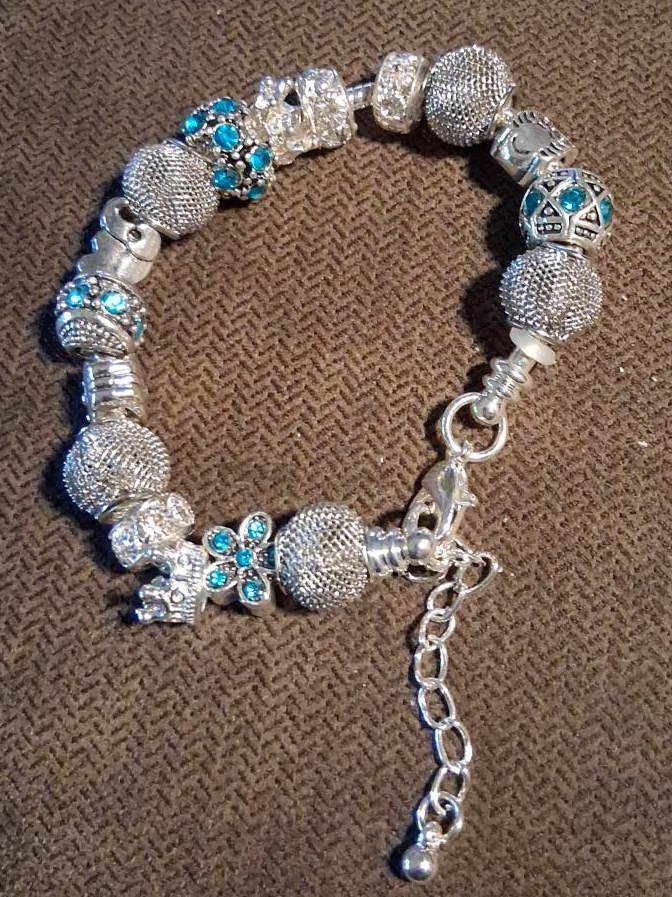 Charm Bracelet - Silver with Blue Accents