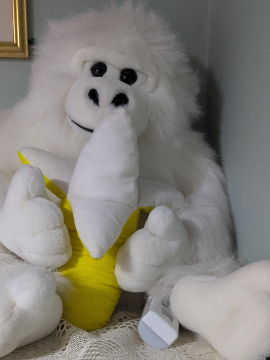 White Plush Gorilla with Banana thumbnail
