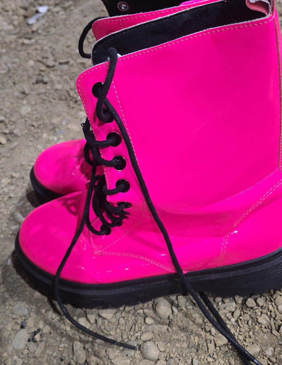 Pink Lace-up Boots