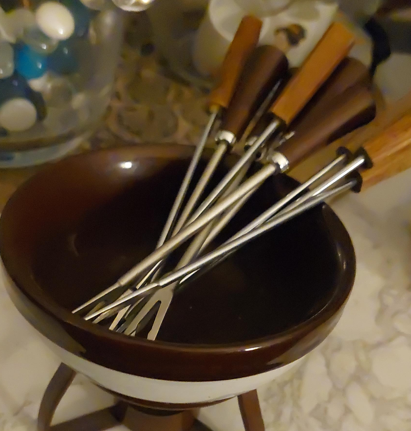 Vintage Fondue Set with Forks thumbnail