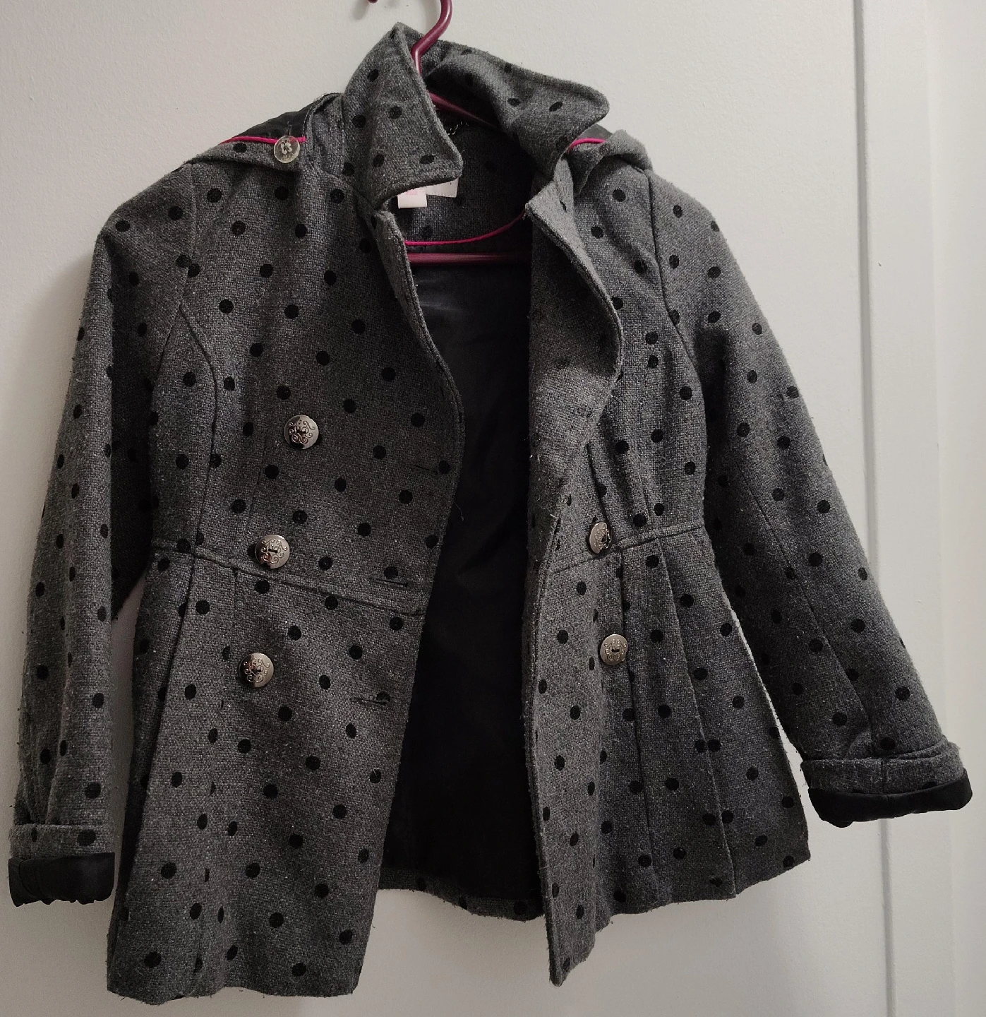 Jessica Simpson Girls Grey Polka Dot Coat thumbnail