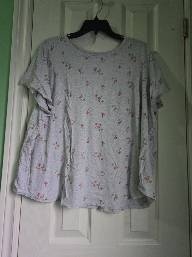 Grey Flamingo Print T-Shirt thumbnail